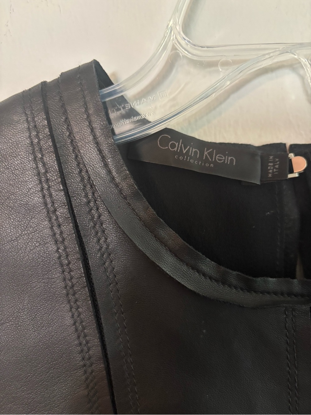 Calvin Klein Collection rare 2017 leather/silk paneled sleeveless top - Picture 2 of 12